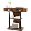 COSTWAY Consolle d'Ingresso in Legno, Tavolo Consolle con 2 Cassetti e Mensola, Tavolino Stretto e Multiuso per Corridoio, Salotto e Ingresso