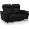 Furnhouse Ibbe Design Divano Reclinabile 2 Posti Nero Poltrona Relax Elettrico e Design Moderno Selesta in Tessuto, Imbottito con Braccioli e Poggiapiedi e con Porta USB
