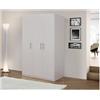 Dmora Armadio a 3 Ante battenti, Bianco Opaco, con Tubo Appendiabiti, cm 135x 53 x h202