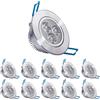 POCKETMAN 10 x 220V 3W LED Faretti da incasso, Lampada da soffitto, con trasformatore, bianco caldo, 280-300 lumen (30W equivalente)