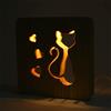 Tyenaza Lampada in Legno 3D, Luce Notturna a Forma di Cuore di Gatto Lampada da Comodino a LED 3D Cavo Anteriore Posteriore per Camera da Letto Ristorante