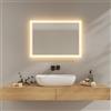 EMKE Specchio da bagno con illuminazione 50 x 70 cm, 3000 K/6500 K, specchio fendinebbia con interruttore a bilanciere, IP44, specchio da parete economico