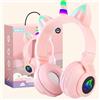 OHAANYY Cuffie Bluetooth Bambini Unicorno Pieghevoli con LED, Microfono & Cavo - Compatibili con PC/Tablet/Smartphone (rosa)