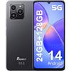 FOSSiBOT S1 5G Smartphone NFC, Dimensity 6100+(6nm) 2.2Ghz, 24GB+128GB/1TB, Display da 6,74 pollici, 50MP+8MP Cellulare, 4900mAh Cellulari, Fingerprint/Face ID/5G Dual SIM/GPS/OTG/3.5mm (Black)