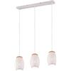 meineWunschleuchte Lampada a sospensione a trave in bianco, a 3 luci, con motivo punzonato, larghezza 71 cm