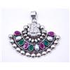 13.6 GM 925 Argento Sterling Naturale Multi Gemma Mano Pendente Misura 4.4cm