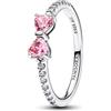 PANDORA Anello da donna in argento, fiocco rosa scintillante, 193510C01, 58/18,5, Argento sterling, Zirconia cubica