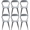 HJhomeheart Set di 6 Sedie da Pranzo Moderne Sedie da Cucina con Gambe in Metallo (Nero), Sedie da Ufficio in Stile Scandinavo, Design con Schienale Cavo, Grigio+Nero