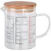 Cyrank Tazza con becher graduato, grande misurino in vetro con manico e coperchio Bicchiere graduato trasparente per cucina ristorante Bicchieri di vetro per misurare Brocche con coperchio (01)