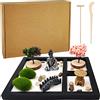 LuXianYS Zen Garden, Mini Giardino, Mini Meditazione Rock And Sand Garden,Ornamento Zen,Giardino Zen Rotondo Fai da Te con Tavola di Sabbia Artigianato Micro Decorazione Paesaggistica
