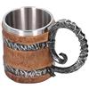 Leapiture Boccale Birra in Stile Vichingo in Legno Acciaio Inossidabile con Manico in Ferro Imitazione Boccale Birra Vichingo Boccale a Forma di Botte di Quercia Boccale da Birra Bar Per Feste Decorazioni