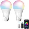 Wiby Lampadina Smart LED E27 10W 806lm RGBWW 2700-6500K Dimmerabile Wi-Fi 2,4 GHz Compatibile con Alexa e Google Home App Smart Life/Tuya, 2 unità