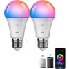 Wiby Lampadine LED Alexa Intelligente WiFi E27, Dimmerabile 14W, Lampadina Smart A65 RGBWW Multicolore 2700K-6500K, 806LM/1400LM, Funziona con Alexa e App,2 Pezzi