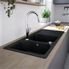 evineo line 100 lavello da cucina con lavello doppio e ripiano La: 116 P: 50 cm, FOD200AN, line 100 antracite [Lavelli da Cucina > per Base Sottolavello a partire da 80 cm]