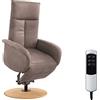 CAVADORE Juba - Poltrona TV con supporto per alzarsi e funzione relax regolabile elettricamente, 2 motori elettrici, 75 x 112 x 82, effetto pelle, colore: Marrone chiaro