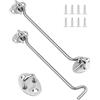 Leryati Gancio e occhiello da 20,3 cm, 2 ganci per cancello in acciaio inox color argento