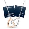 FANCIBAND Collana Donna Argento 925 Doppio Cuore Collane Regalo per Fidanzate Moglie Coppia Anniversario Compleanno Matrimonio Natale San Valentino per Lei - Rose Scatola