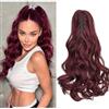 Cybelleza Coda Capelli Extension Clip Claw Coda di Cavallo con Pinza Mossi 45cm Posticci per Capelli Ricci Ponytail Sintetici Lunghi Coda Finta Ondulati, Vino rosso