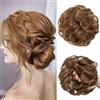 JJstar Fiocchi finti grandi elastici per capelli da donna con capelli ricci naturali ondulati per capelli ricci e trecce extension per capelli, chignon sintetici arruffati per le donne (castano medio)