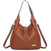 QUEEN HELENA Borsa Grande Tote a Spalla con Tracolla Casual Donna M9014 (Marrone)