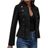 Generic Vintage donna camoscio giacca a maniche lunghe stile retrò finta pelle scamosciata capispalla per e inverno cappotto donna verde oliva, Nero , M