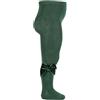 Condor Collant in cotone con fiocco in velluto per neonata e bambina da 3-6 mesi a 10 anni. Verde Bottiglia 8 (piede 32-35)