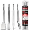 KSP-TEC® Set di scalpelli SDS Plus, composto da scalpello per piastrelle, scalpello piatto e scalpello a punta, confezionato in una pratica scatola girevole (SDS Plus Set di 4 scalpelli da 4 pezzi)