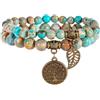 Farfume Braccialetti Chakra da donna - Bracciale con cristalli di pietre curative per donna Bracciale con pietre preziose naturali - Un set di braccialetti con doppia perla(Sedimento marino)