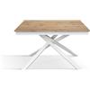 Tavolo VOLPAIA in legno, finitura rovere rustico e base in metallo verniciato bianco, allungabile 140×80 cm - 190×80 cm