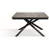 Tavolo VOLPAIA in legno, finitura grigio cemento e base in metallo verniciato antracite, allungabile 160×90 cm - 210×90 cm
