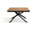 Tavolo VOLPAIA in legno, finitura rovere rustico e base in metallo verniciato antracite, allungabile 160×90 cm - 210×90 cm