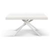 Tavolo CARRARA in legno, finitura bianco frassinato e base in metallo verniciato bianco, allungabile 140×90 cm - 220×90 cm