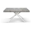 Tavolo CARRARA in legno, finitura grigio cemento e base in metallo verniciato bianco, allungabile 140×90 cm - 220×90 cm