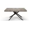 Tavolo CARRARA in legno, finitura grigio cemento e base in metallo verniciato antracite, allungabile 140×90 cm - 220×90 cm