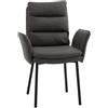 Set di sedie MALIBÙ in similpelle antracite e gambe in metallo nero, con braccioli