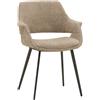 Set di sedie EMBAJADORES in tessuto beige effetto bouclé e gambe in metallo nero, con braccioli
