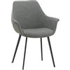 Set di sedie MIRASIERRA in similpelle grigio e gambe in metallo nero, con braccioli