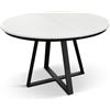 Tavolo rotondo PANTELLERIA in legno effetto bianco frassinato con base a X in metallo antracite, allungabile ⌀120 cm - ⌀170 cm