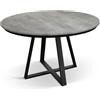 Tavolo rotondo PANTELLERIA in legno effetto grigio cemento con base a X in metallo antracite, allungabile ⌀120 cm - ⌀170 cm