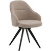 Set di sedie girevoli COVENT in tessuto beige e gambe in metallo nero, con braccioli