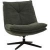 Poltrona girevole BRIKELL in tessuto verde scuro e base in metallo nero