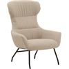Konte.Design Poltrona HAITI in tessuto beige e gambe in metallo nero