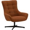Poltrona girevole CARTAGENA in tessuto terracotta e base in metallo nero