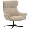Poltrona girevole RIGA in tessuto beige e base in metallo nero