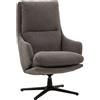 Poltrona girevole NEW ARLEY in tessuto grigio e base in metallo nero
