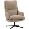 Konte.Design Poltrona girevole NEW ARLEY in tessuto beige e base in metallo nero