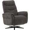Konte.Design Poltrona reclinabile elettrica OSLO in tessuto grigio e base in metallo nero