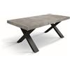Tavolo allungabile AMALFI in legno effetto grigio cemento e gambe a X antracite, allungabile 160×90 cm - 240×90 cm