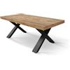 Tavolo allungabile AMALFI in legno effetto rovere rustico e gambe a X antracite, allungabile 180×90 cm - 260×90 cm