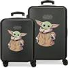 Star Wars Grogu, Set di Valigie, 55/70 cm Rigido ABS Lucchetto TSA Integrato 119L 6.8 kg 4 Doppie Ruote, Nero (Grogu)